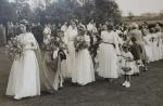 Ena Rooks, 1st May Queen after the war,

Paul, Ann Piercy, Doreen Raine,

Fran Piercy with Carol Kightly

(3 School Lane)